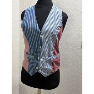 Striped Cotton Vest - Red, White, & Blue Nautical Americana Preppy Chic